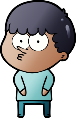 Bir insan tarafından çizilmiş meraklı bir çocuk.