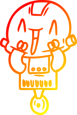 Bir insan tarafından çizilen çizgi film robotunun sıcak çizgi çizimi