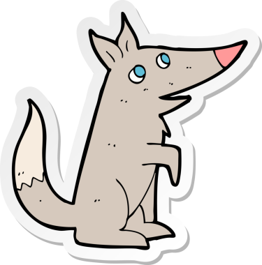 Bir insan tarafından çizilmiş bir kurt yavrusunun çıkartması.