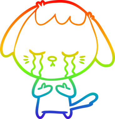 gökkuşağı gradyan çizgi çizimi bir insan tarafından çizilmiş ağlayan bir köpek