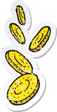 Bir insan tarafından çizilmiş karikatür paralarının gerilimli yapıştırması.