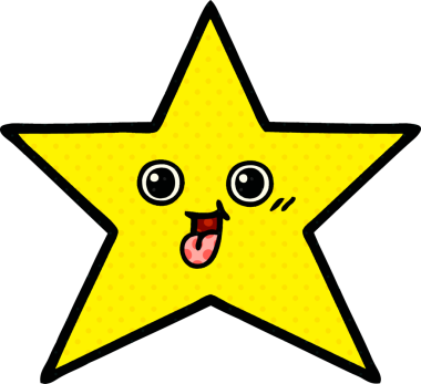 Bir insan tarafından çizilmiş bir altın yıldızın çizgi filmi.