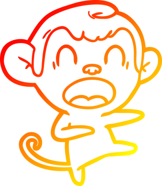 Bir insan tarafından çizilmiş bağıran çizgi film maymunu çizimi.