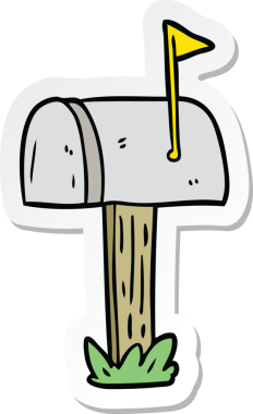 Bir insan tarafından çizilmiş bir posta kutusunun çıkartması.