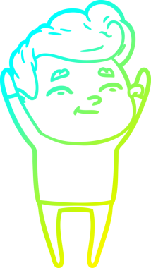 Bir insan tarafından çizilmiş mutlu bir çizgi film karakteri çizimi.