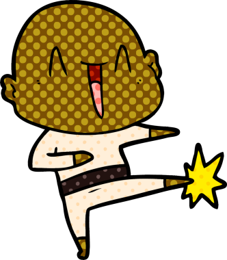 Bir insan tarafından çizilmiş mutlu, kel adam.