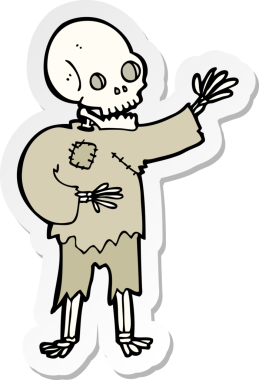 Bir insan tarafından çizilmiş bir iskeletin çıkartması.