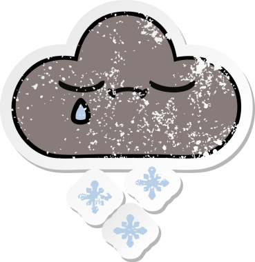 Bir insan tarafından çizilmiş fırtına bulutu gibi tatlı bir karikatür çıkartması.