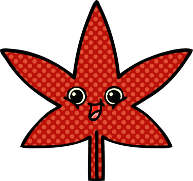 Bir insan tarafından çizilmiş güz yaprağının çizgi romanı.