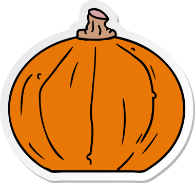 Bir insan tarafından çizilmiş bir balkabağının el çizimi karikatürü.