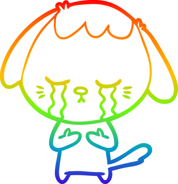 gökkuşağı gradyan çizgi çizimi bir insan tarafından çizilmiş ağlayan bir köpek