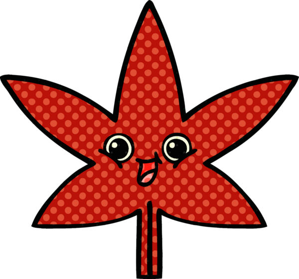 Bir insan tarafından çizilmiş güz yaprağının çizgi romanı.