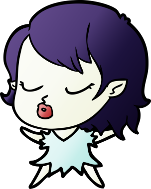 Bir insan tarafından çizilmiş şirin vampir kız çizgi filmi.