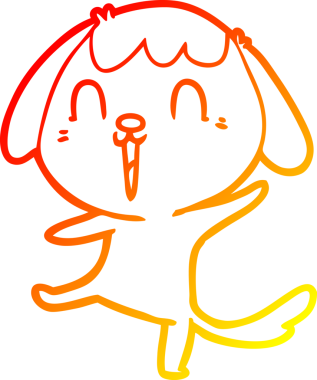 Bir insan tarafından çizilmiş mutlu çizgi film köpeğinin sıcak çizgi çizimi