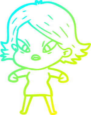 Bir insan tarafından çizilmiş soğuk gradyan çizgi çizimi stresli bir kadın