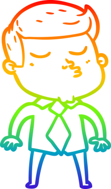 Gökkuşağı gradyan çizgi çizimi Bir insan tarafından çizilen çizgi film modeli adam