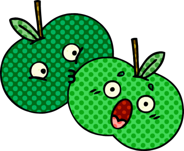 bir insan tarafından çizilmiş elmaların çizgi romanı