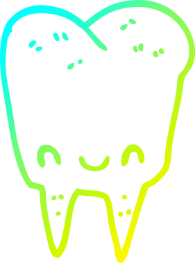 Bir insan tarafından çizilmiş bir çizgi film dişinin soğuk gradyan çizimi.