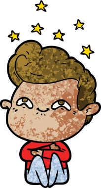 Bir insan tarafından çizilmiş heyecanlı bir çizgi film.