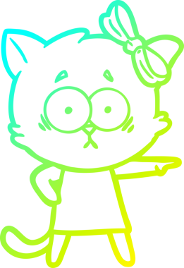 Bir insan tarafından çizilen çizgi film kedisinin soğuk gradyan çizgisi.