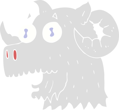 Bir insan tarafından çizilmiş koç kafasının düz renk çizimi