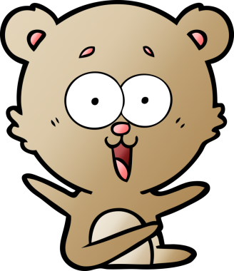 Bir insan tarafından çizilmiş gülen oyuncak ayı çizgi filmi.