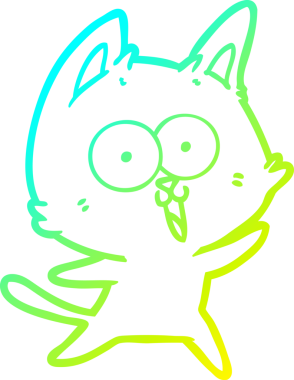 Bir insan tarafından çizilmiş komik çizgi film kedisinin soğuk gradyan çizgisi.