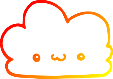 Bir insan tarafından çizilmiş sevimli bir karikatür bulutunun sıcak gradyan çizimi