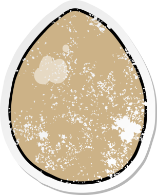 Bir insan tarafından çizilmiş karikatür yumurtasının sıkıntılı etiketi.