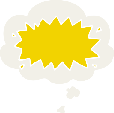 Düşünce baloncuğu ile bir insan tarafından çizilmiş çizgi film patlama sembolü