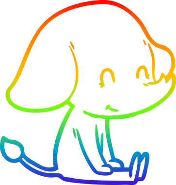 Gökkuşağı gradyan çizgisi bir insan tarafından çizilmiş şirin bir fil çizimi