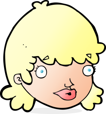 Bir insan tarafından çizilmiş, şaşırmış bir kadın yüzü.