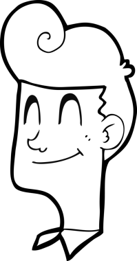 Bir insan tarafından çizilmiş siyah beyaz bir çizgi film.