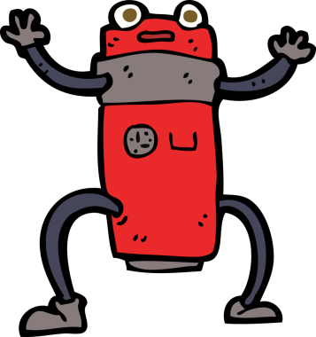 Bir insan tarafından çizilmiş çizgi film robotu