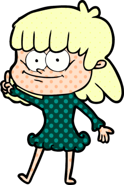 Bir insan tarafından çizilmiş gülümseyen bir kadın.