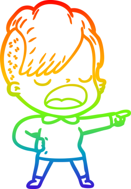 Gökkuşağı gradyan çizgi çizimi bir insan tarafından çizilen havalı hippi kız çizimi