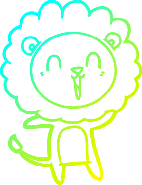 Bir insan tarafından çizilmiş gülen aslan karikatürü.