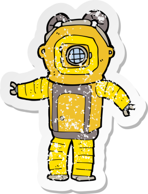 Bir insan tarafından çizilmiş bir derin deniz dalgıcının gerilimli çıkartması.