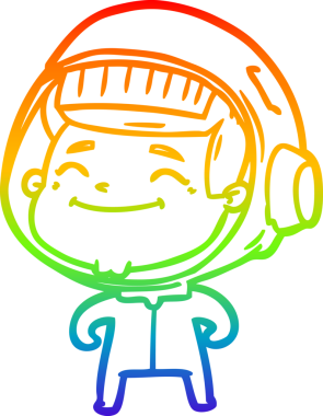 gökkuşağı gradyan çizimi mutlu bir çizgi astronot çizimi bir insan tarafından çizildi