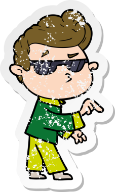 Bir insan tarafından çizilmiş havalı bir adamın sıkıntılı çıkartması.