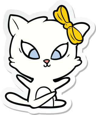 Bir insan tarafından çizilmiş çizgi film kedisinin çıkartması.