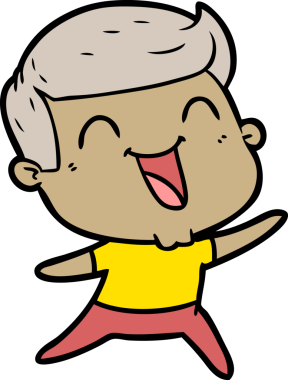 Bir insan tarafından çizilmiş gülen çizgi film adamı.