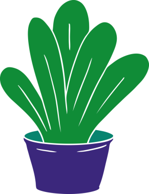 Bir insan tarafından çizilmiş yeşil bir bitkinin el çizimi karikatürü.