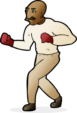 Bir insan tarafından çizilmiş çizgi film boksörü