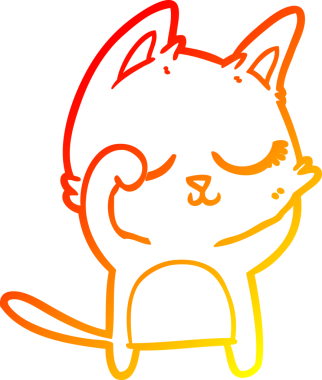 Bir insan tarafından çizilmiş sakin bir çizgi film kedisinin sıcak çizgi çizgisi.