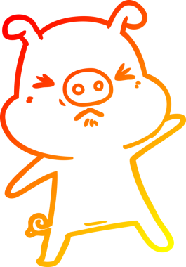 Bir insan tarafından çizilmiş kızgın bir domuzun sıcak çizgi çizimi