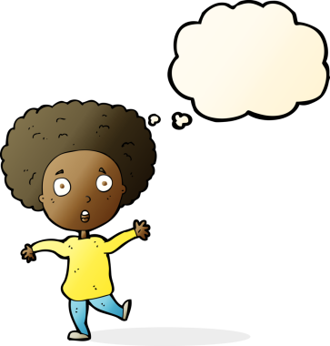 Bir insan tarafından çizilmiş düşünce baloncuğu ile ürkmüş bir insan.