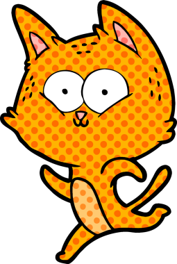 Bir insan tarafından çizilmiş çizgi film kedisi.