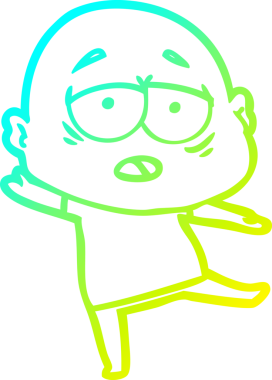 Bir insan tarafından çizilmiş, yorgun, kel bir adamın çizdiği soğuk çizgi.