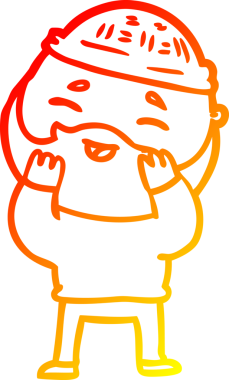 Bir insan tarafından çizilmiş mutlu sakallı bir adamın çizgi çizimi.